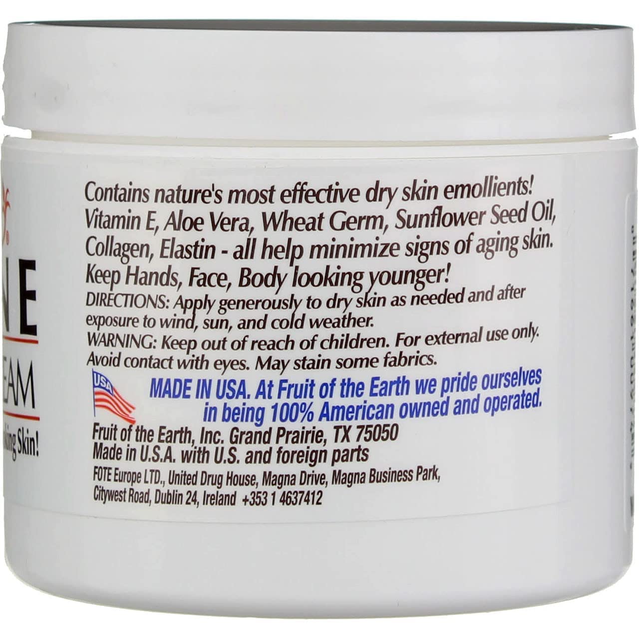 Fruit of the Earth Vitamin E Skin Care Cream 4 oz per Jar - Pack of 8 - The One Stop Deals