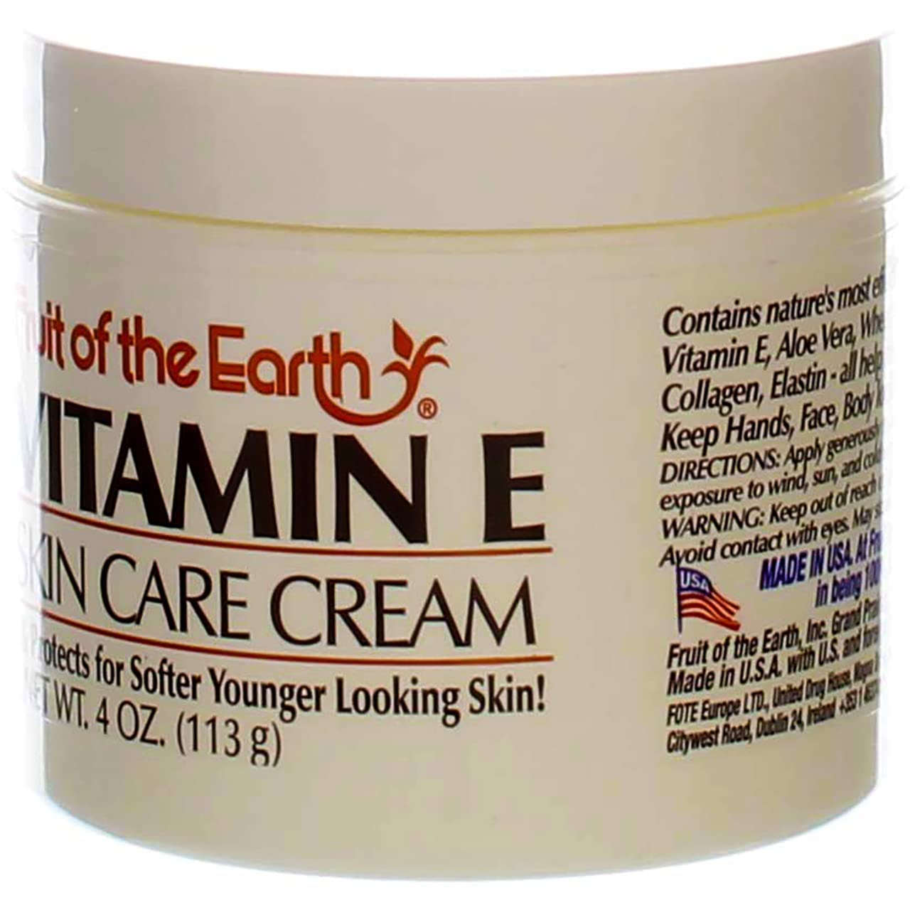 Fruit of the Earth Vitamin E Skin Care Cream 4 oz per Jar - Pack of 8 - The One Stop Deals