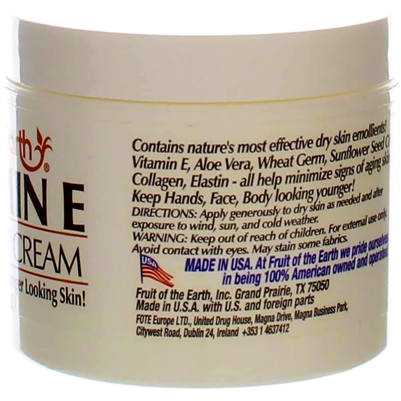 Fruit of the Earth Vitamin E Skin Care Cream 4 oz per Jar - Pack of 8 - The One Stop Deals