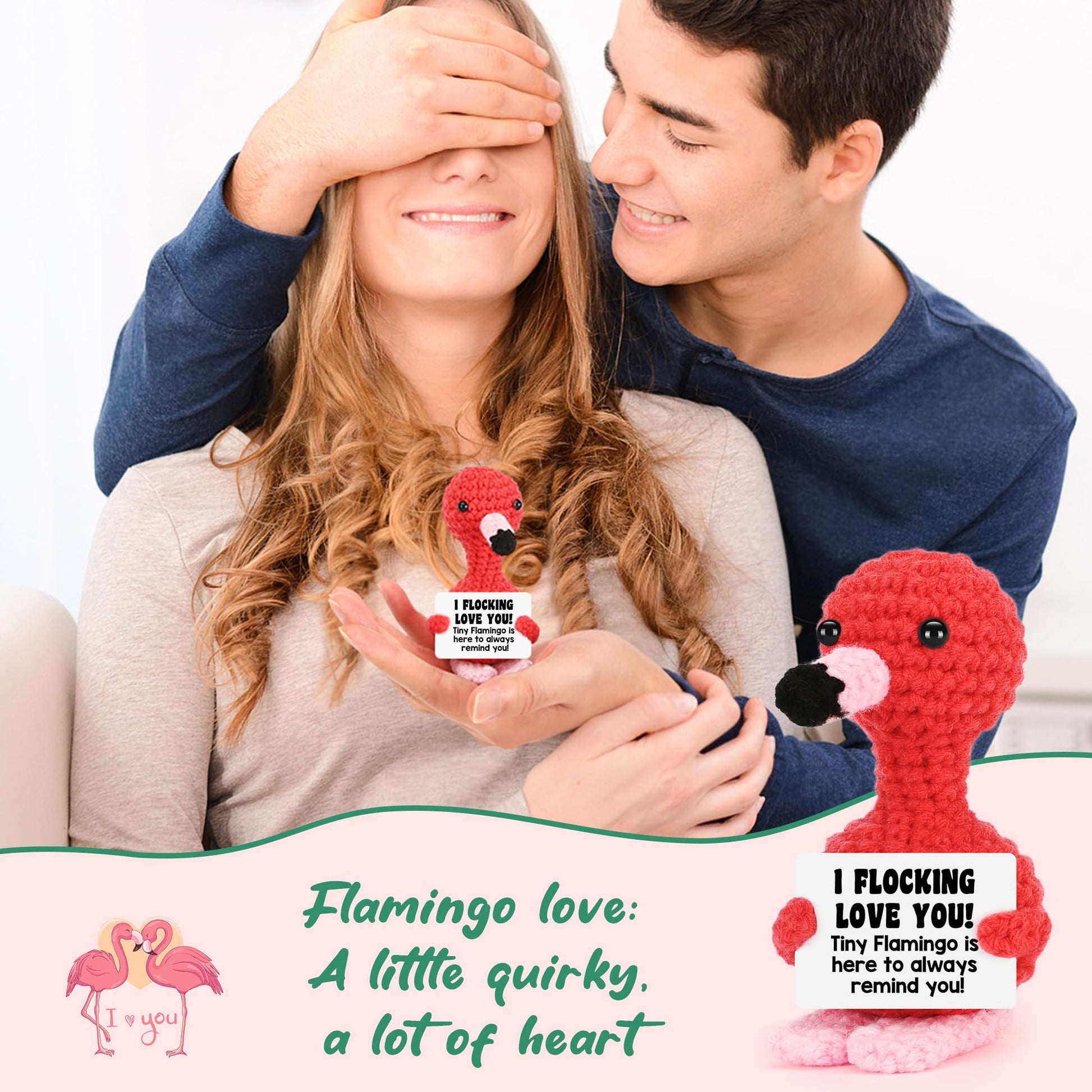 Funny Flamingo I Love You Gifts Mothers Day Birthday Gifts for Her Girlfriend Wife Romantic Anniversary Women Gifts for Couple Easter Basket Stuffers Handmade Crochet Animals Flamingo Lover Gifts - The One Stop Deals