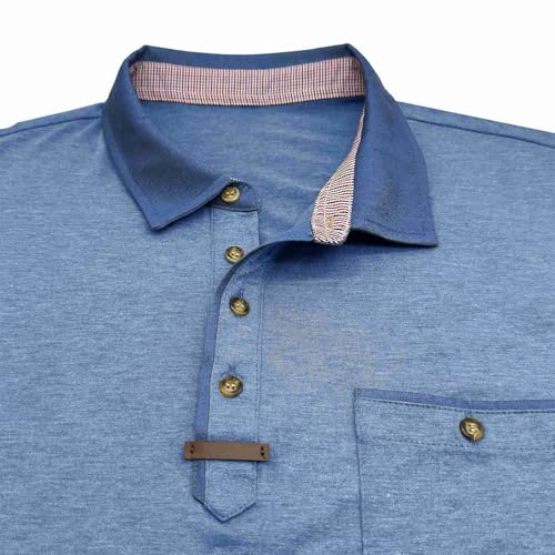 Funny Mens Shirt Golf Polos for Men Casual Shirts Classic Button Basic Short Sleeve Shirt Solid Tees Golf Stylish Tops with Pocket Trendy Graphic tees for Men 2025 Light Blue XL - The One Stop Deals