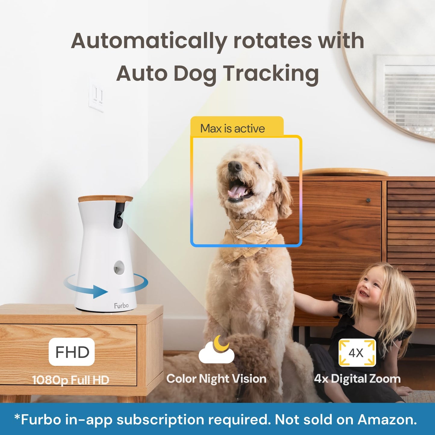 Furbo 360° Dog Camera + Nanny Bundle: Home Security & Dog Safety Alerts, Rotating Pet Treat Dispenser Camera with Speaker, Smart Home Indoor Cam w Phone App (Additional Subscription Required at Setup) - The One Stop Deals