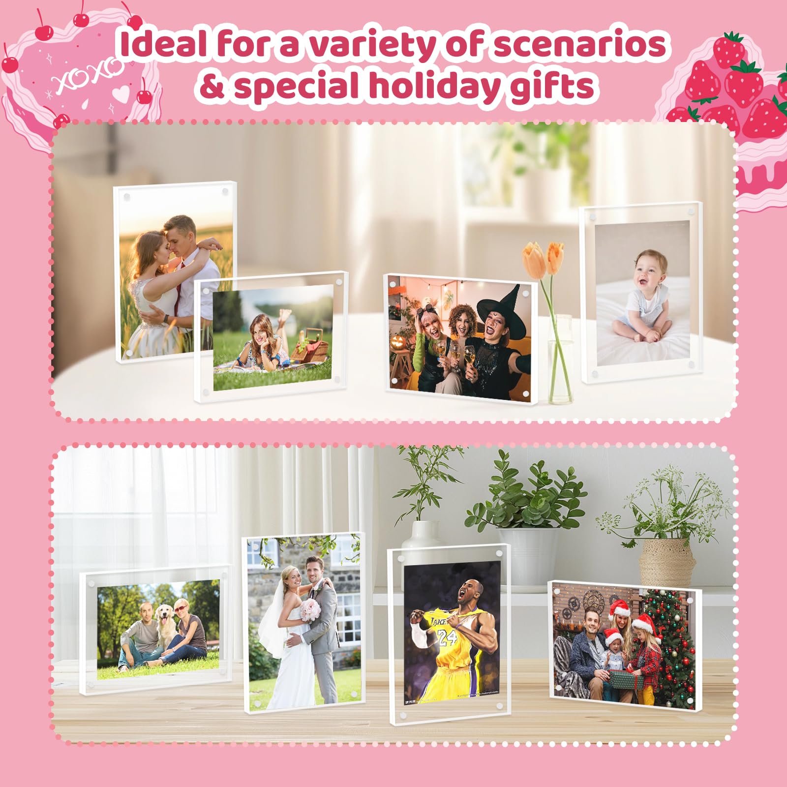 GABENSTOG Acrylic Picture Frames 3.5x5, Free 33 Holiday Stickers, Acrylic Photo Frame1Pc, Clear Double Sided Magnetic Photo Frame, Standing Acrylic Magnetic Frame Picture Gift Ideal (16mm Thick) - The One Stop Deals