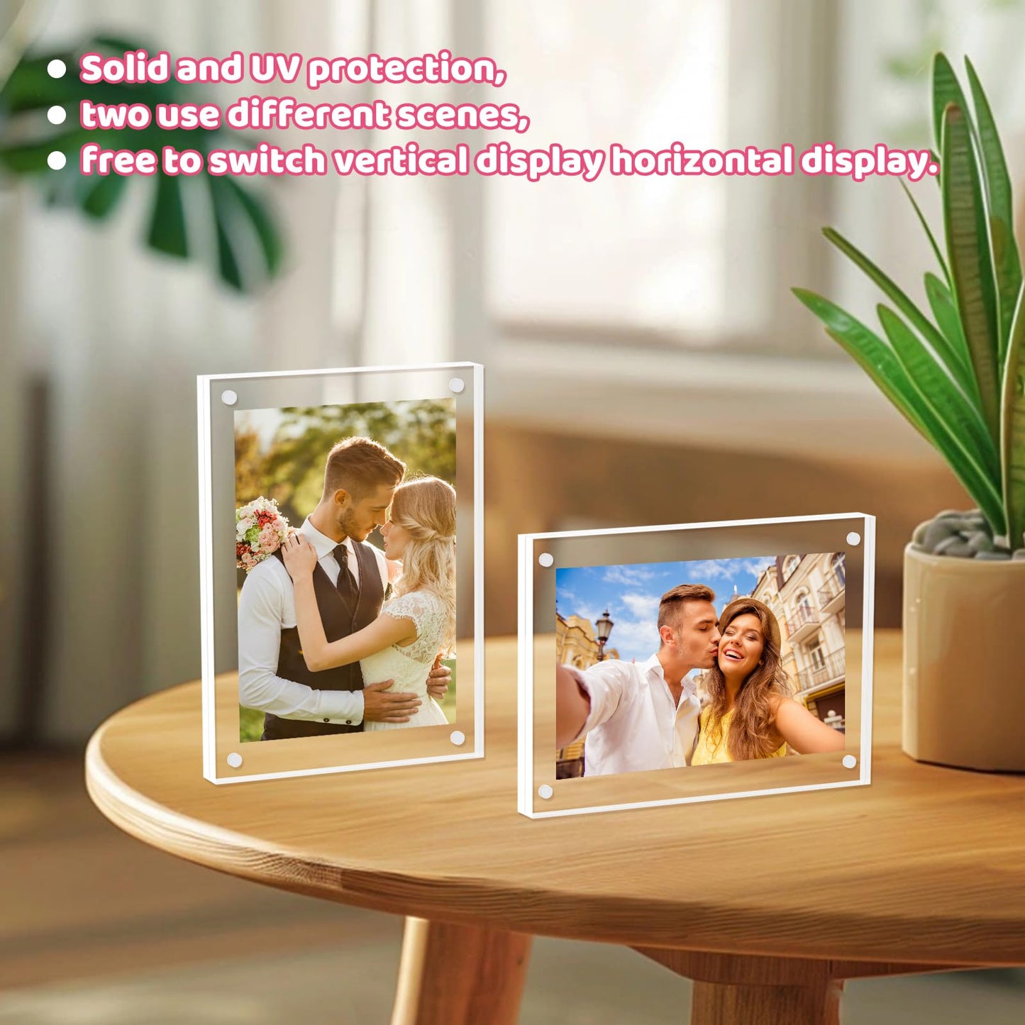 GABENSTOG Acrylic Picture Frames 3.5x5, Free 33 Holiday Stickers, Acrylic Photo Frame1Pc, Clear Double Sided Magnetic Photo Frame, Standing Acrylic Magnetic Frame Picture Gift Ideal (16mm Thick) - The One Stop Deals