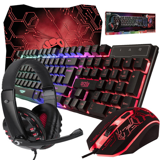 Gaming Keyboard and Mouse and Mouse pad and Gaming Headset, Wired LED RGB Backlight Bundle for PC Gamers and Xbox and PS4 Users - 4 in 1 Edition Hornet RX - 250 - The One Stop Deals