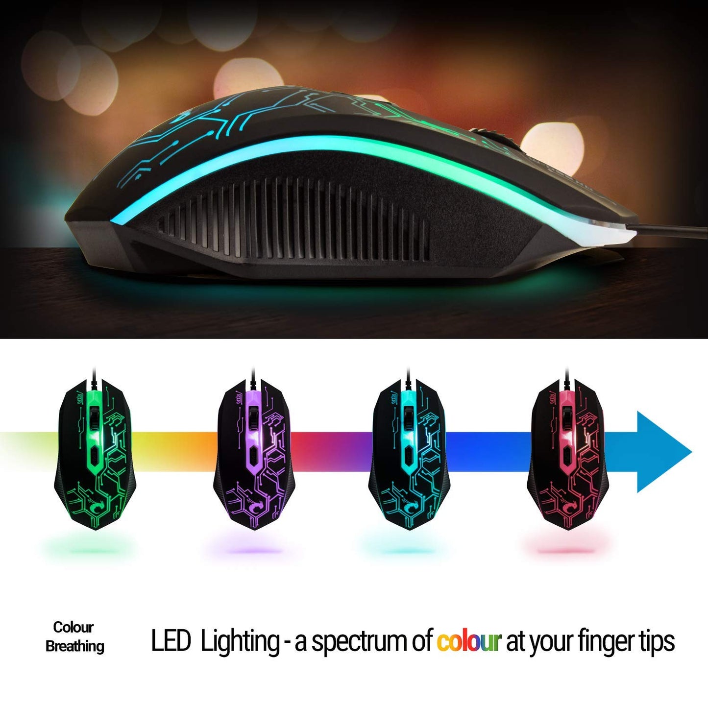 Gaming Keyboard and Mouse and Mouse pad and Gaming Headset, Wired LED RGB Backlight Bundle for PC Gamers and Xbox and PS4 Users - 4 in 1 Edition Hornet RX - 250 - The One Stop Deals