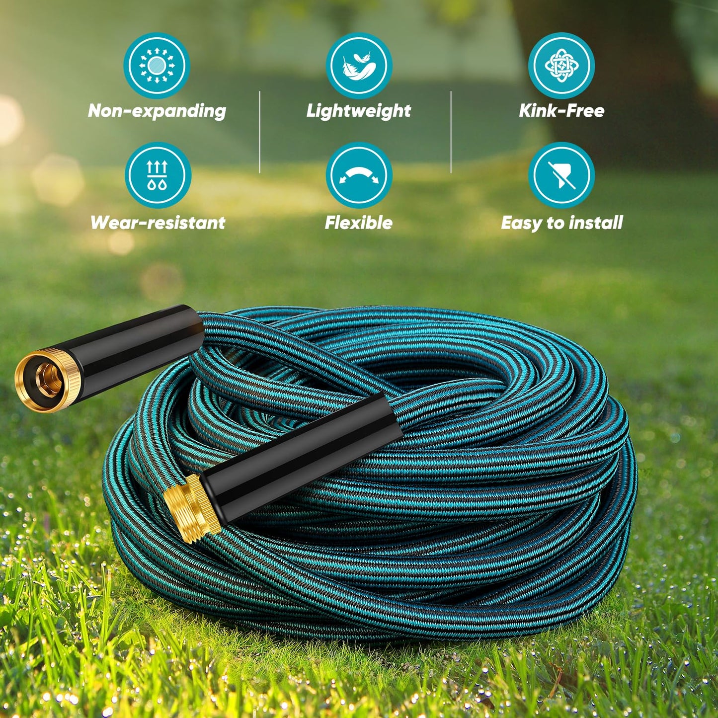 Garden Hose 50ft, Non - Expanding Water Hose Ultra Lightweight, Kink - Free, Sturdy, Abrasion Resistant Hose for Yard, Lawn, Car Wash, Outdoor, Marine and Camper - The One Stop Deals