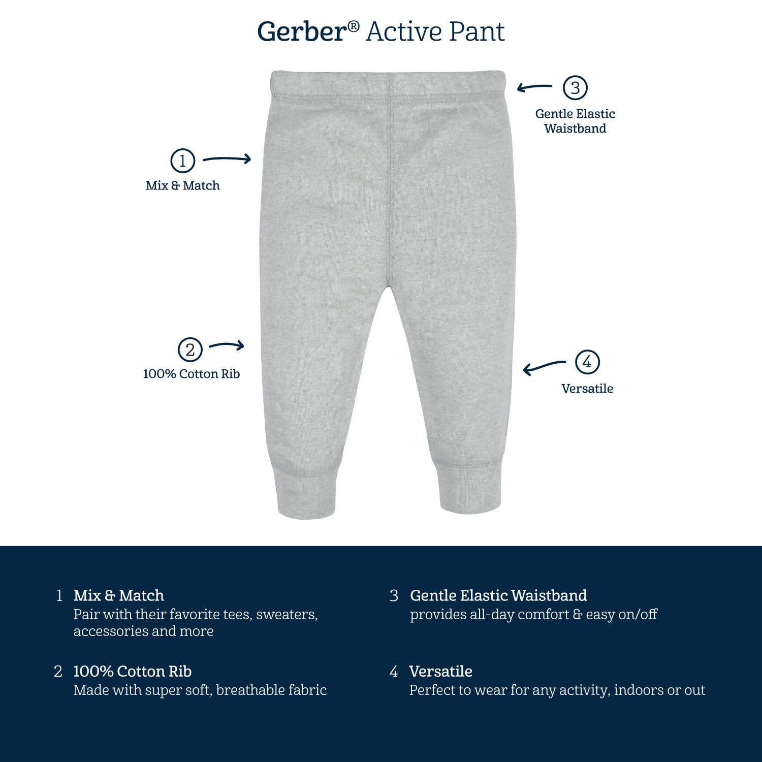 Gerber Baby Boys' Multi - Pack Pants, Navy/Army Green, 12 Months - The One Stop Deals