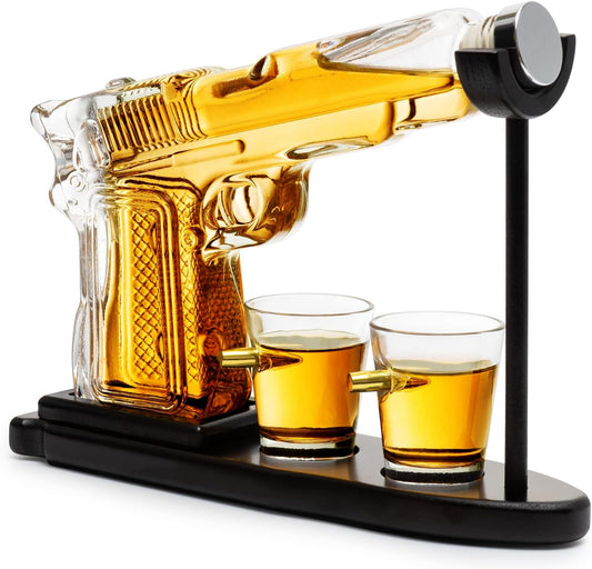 Gifts for Men Dad, 10.1 Oz Whiskey Decanter Set + 2 Bullet Glasses - Unique Birthday Gift Ideas from Daughter Son, Personalized Liquor Dispenser - Liquor Scotch Bourbon Vodka, Him, Brother Husband - The One Stop Deals