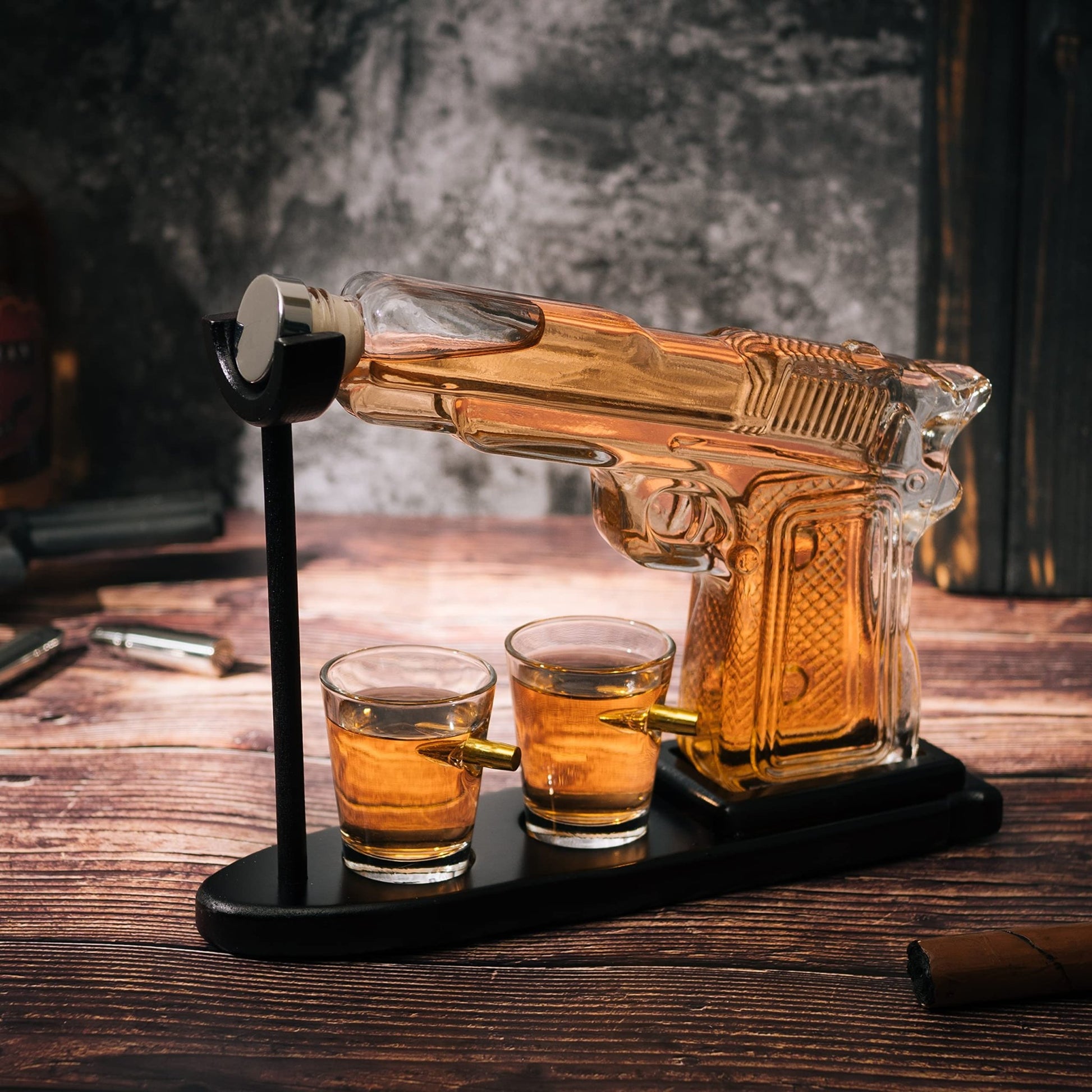 Gifts for Men Dad, 10.1 Oz Whiskey Decanter Set + 2 Bullet Glasses - Unique Birthday Gift Ideas from Daughter Son, Personalized Liquor Dispenser - Liquor Scotch Bourbon Vodka, Him, Brother Husband - The One Stop Deals