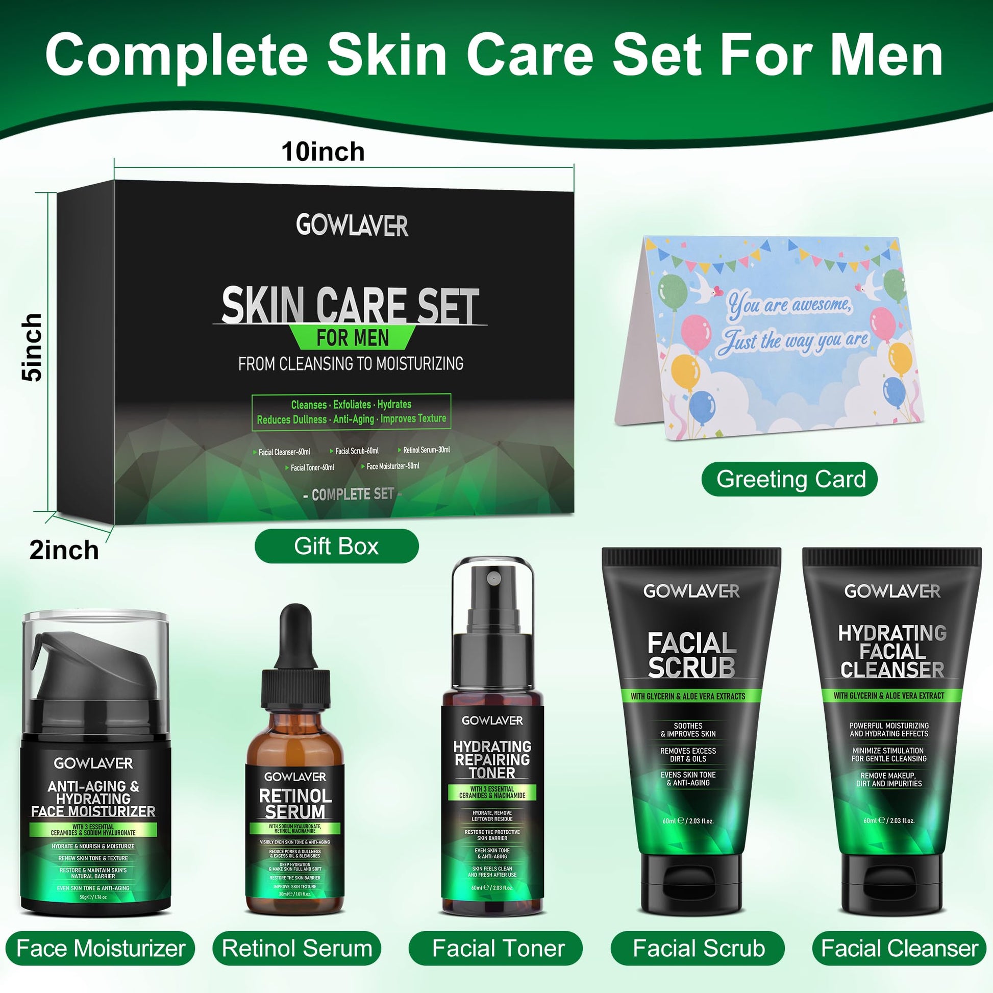 Gifts for Men,Skin Care for Men,Hydrates Reduces Dullness Anti - Aging Mens Skin,Birthday Gifts Fathers Day Gifts Valentines for Men Him Dad Boyfriend Husband,Christmas Stocking Stuffers for Men - The One Stop Deals