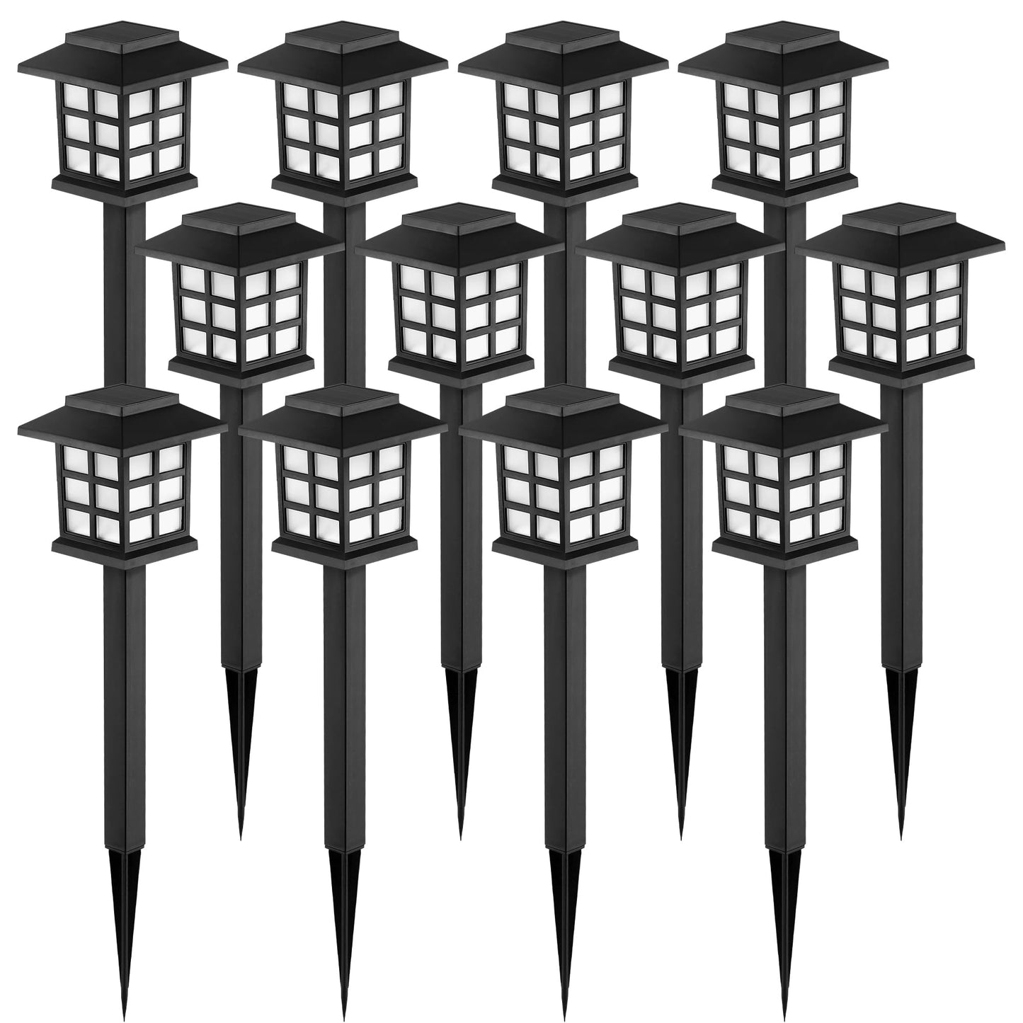 GIGALUMI Solar Outdoor Lights,12 Pack LED Solar Lights Outdoor Waterproof, Solar Walkway Lights Maintain 10 Hours of Lighting for Your Garden, Landscape, Path, Yard, Patio, Driveway - The One Stop Deals