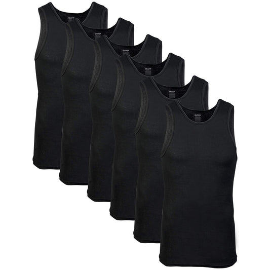 Gildan Men's A - Shirt Tanks, Multipack, Style G1104, Black (6 - Pack), Large - The One Stop Deals