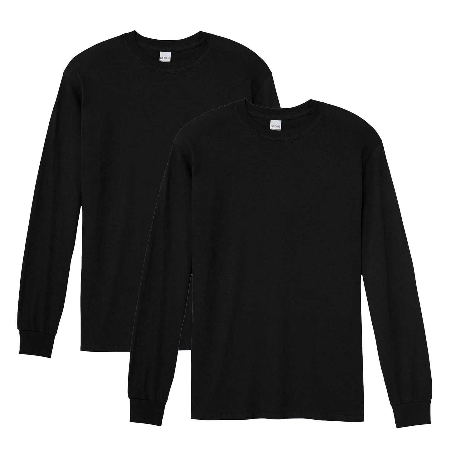 Gildan Men's Heavy Cotton Long Sleeve T-Shirt, Style G5400, 2 - Pack, Black, X - Large - The One Stop Deals