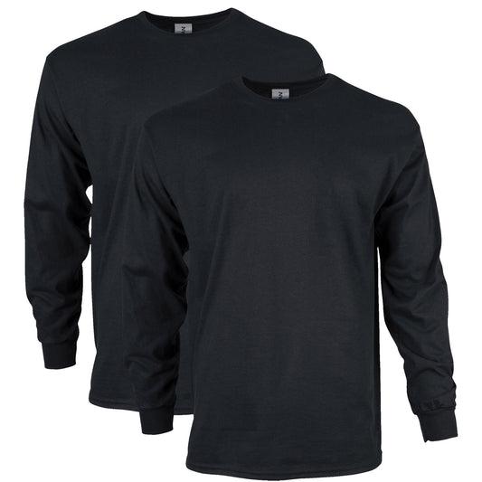 Gildan Men's Ultra Cotton Long Sleeve T-Shirt, Style G2400, Multipack, Black (2 - Pack), Large - The One Stop Deals