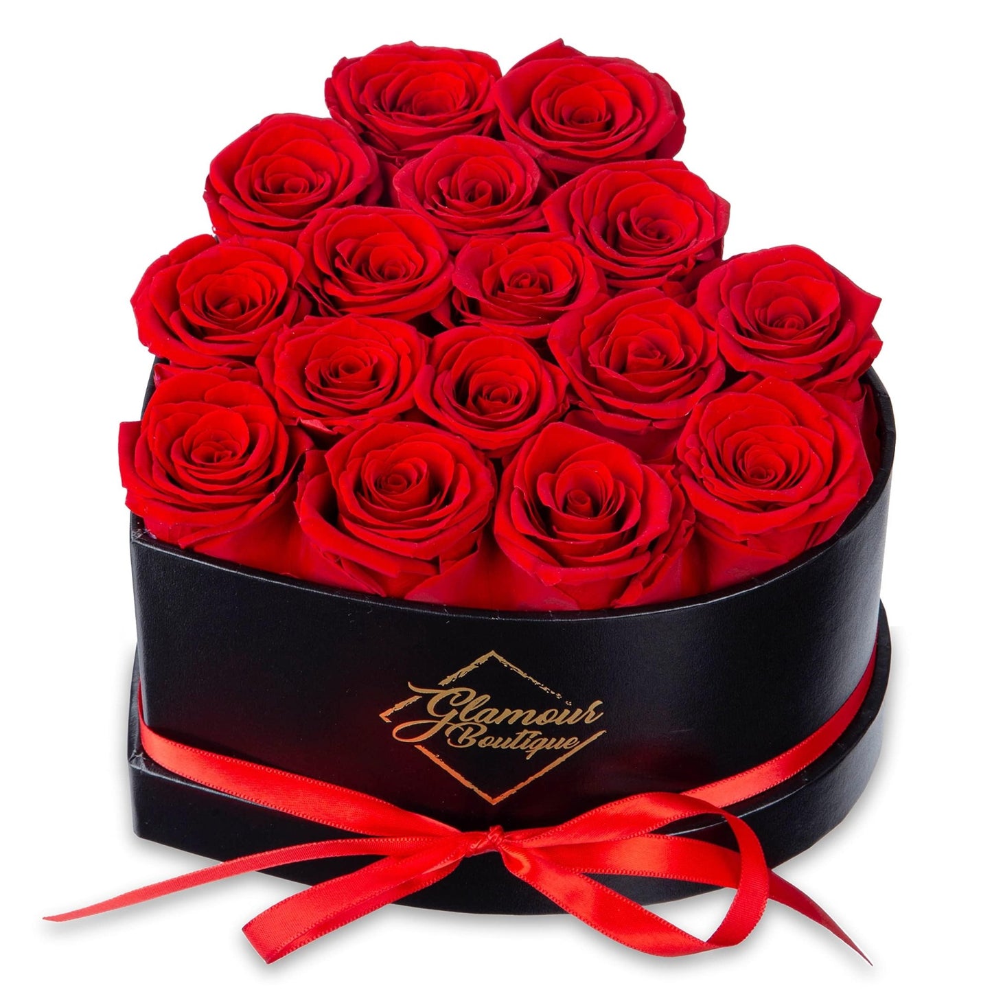 GLAMOUR BOUTIQUE 16 Flower Forever Heart Shape Box - Preserved Roses Gift for Her, Preserved Flowers, Red - The One Stop Deals