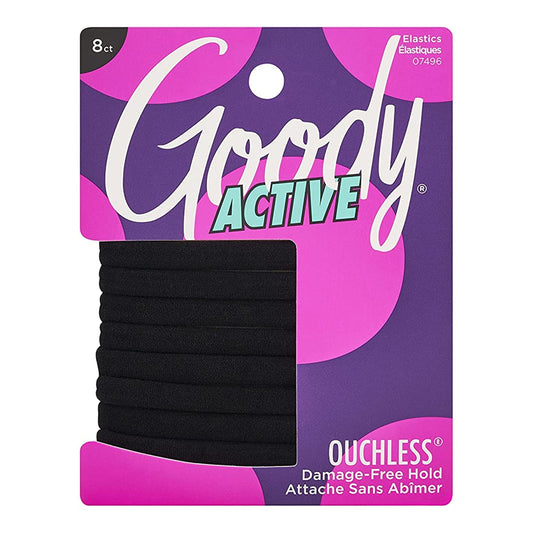 Goody Ouchless Seamless Hair Elastics - 8 Ct, Black, Damage - Free Gentle Hold Hair Ties, No Snag or Pull, For All Occasions, Chic Hair Accessories for Women & Men, All Hair Types - The One Stop Deals