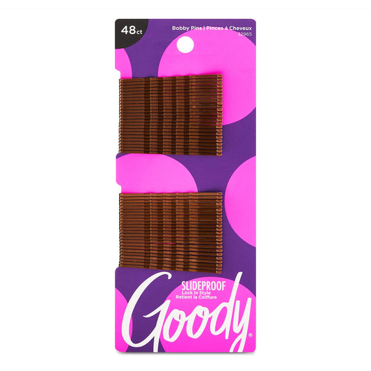 Goody SlideProof Bobby Pins - 48 Ct, Brunette Brown, High Gloss Bobby Hair Pins for Styling, Lock In Style, Comfortable, Pain - Free Hair Accessories for Women & Men, All Hair Types - The One Stop Deals