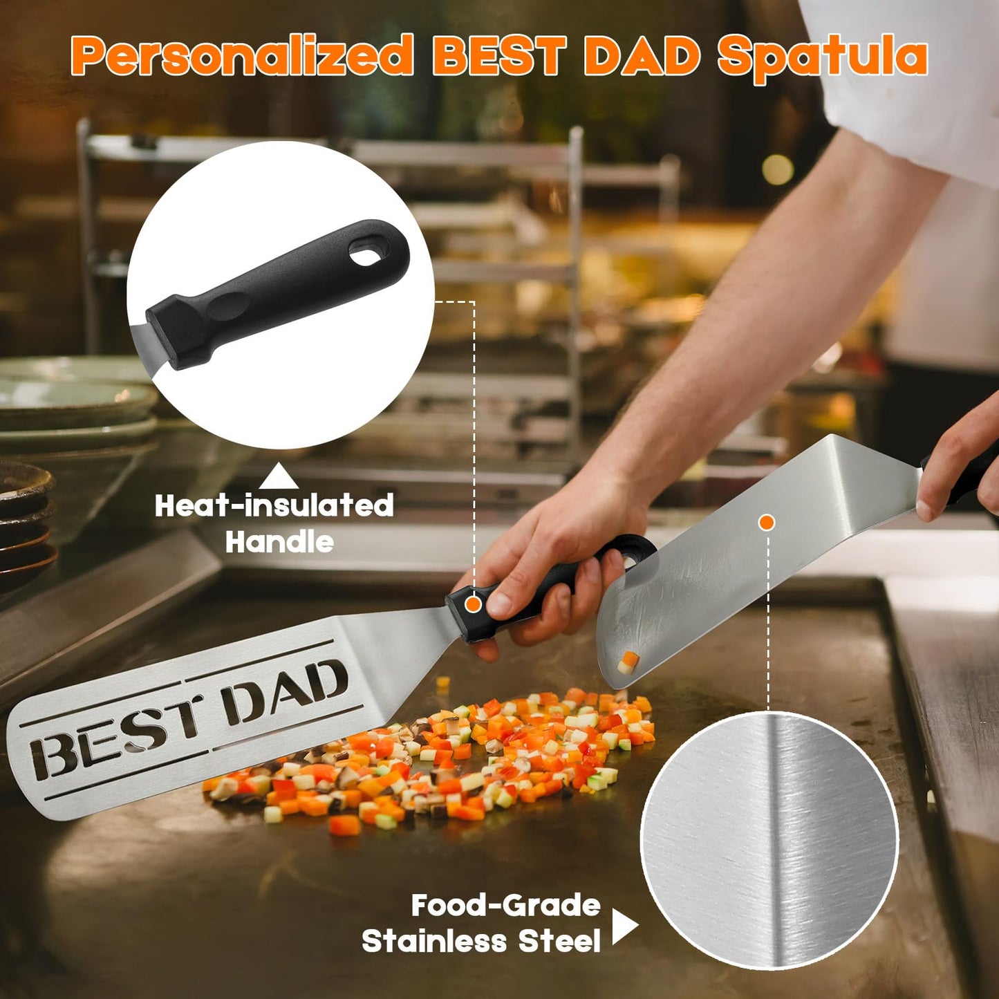 Grilling Gifts for Dad’s Birthday, 16PCS Griddle Accessories Kit Best DAD Spatula Birthday Gifts for Dad from Son Daughter, Dad Grilling Gifts World’s Best Dad Gifts Idea for Father New Dad Daddy - The One Stop Deals