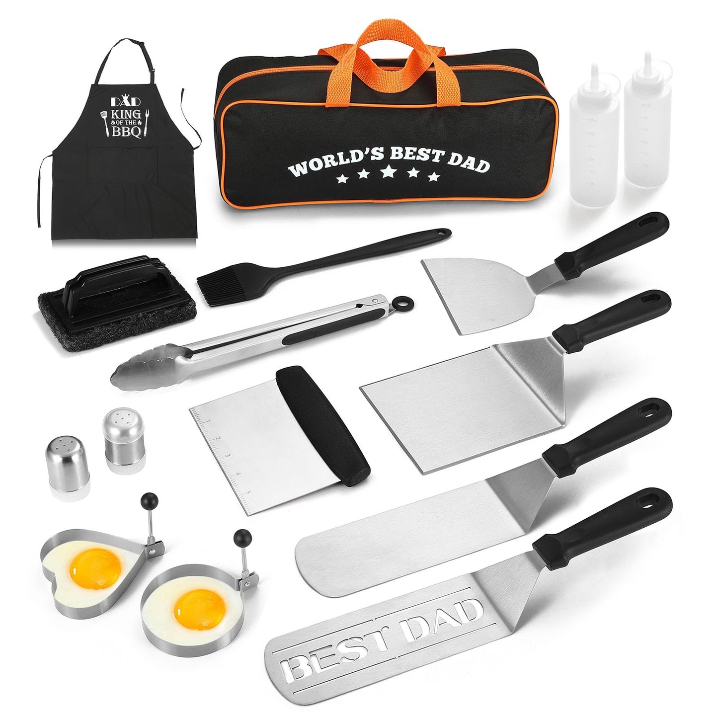 Grilling Gifts for Dad’s Birthday, 16PCS Griddle Accessories Kit Best DAD Spatula Birthday Gifts for Dad from Son Daughter, Dad Grilling Gifts World’s Best Dad Gifts Idea for Father New Dad Daddy - The One Stop Deals