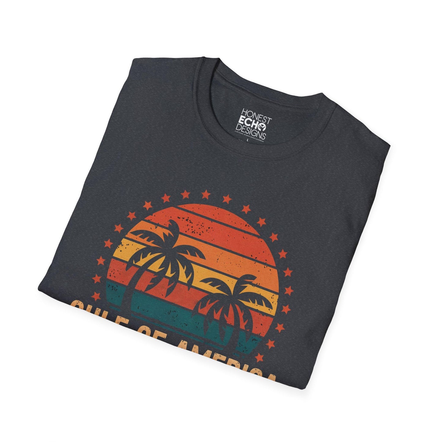 Gulf of America Retro Sunset T-Shirt – Tropical Palm Tree Design – EST. 2025 Trendy Tee - The One Stop Deals