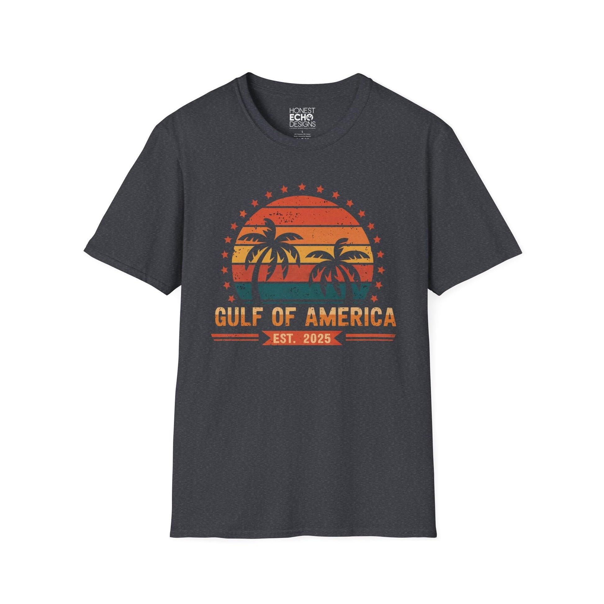 Gulf of America Retro Sunset T-Shirt – Tropical Palm Tree Design – EST. 2025 Trendy Tee - The One Stop Deals