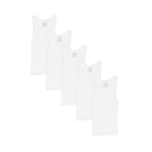 Hanes Boys' Tank Undershirt, EcoSmart Cotton Shirt, Multiple Packs Available, White, Medium - The One Stop Deals