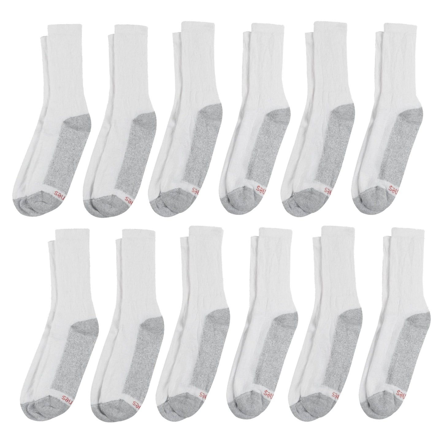 Hanes mens Double Tough Crew Socks, 12 - Pair Pack fashion liner socks, White/ Grey Foot Bottom, 12 - 14 US - The One Stop Deals