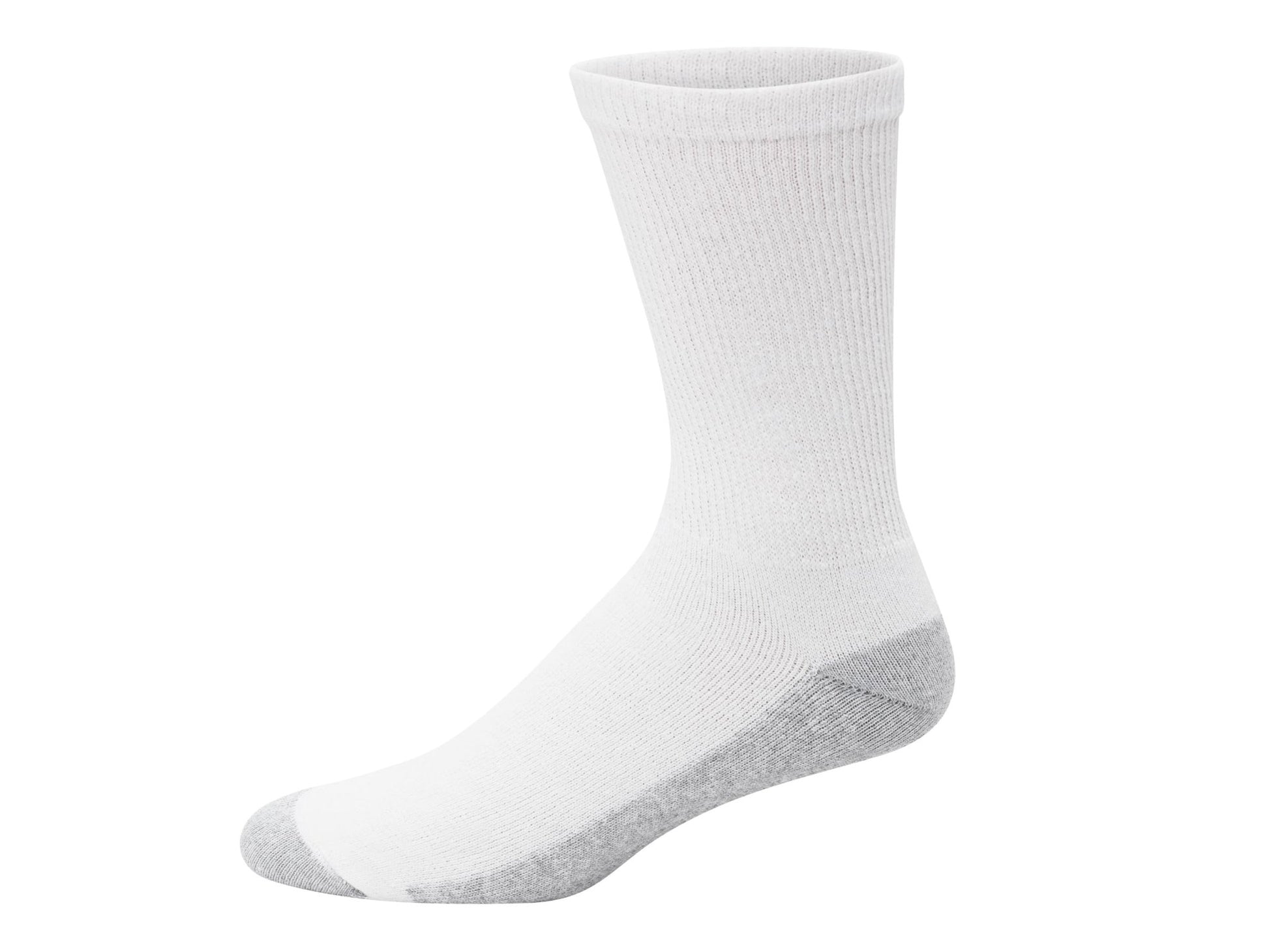 Hanes mens Double Tough Crew Socks, 12 - Pair Pack fashion liner socks, White/ Grey Foot Bottom, 12 - 14 US - The One Stop Deals