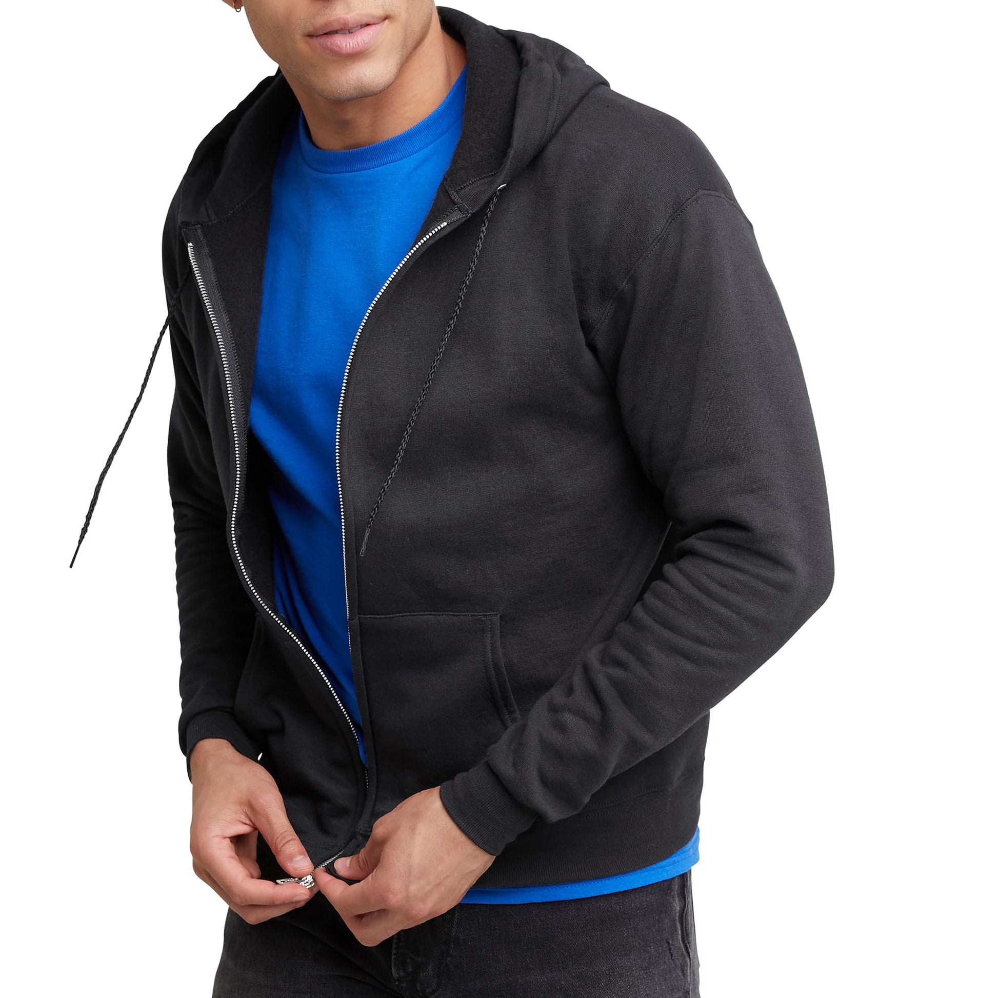 Hanes mens Full - zip Eco - smart Hoodie athletic sweatshirts, Black, Large US - The One Stop Deals