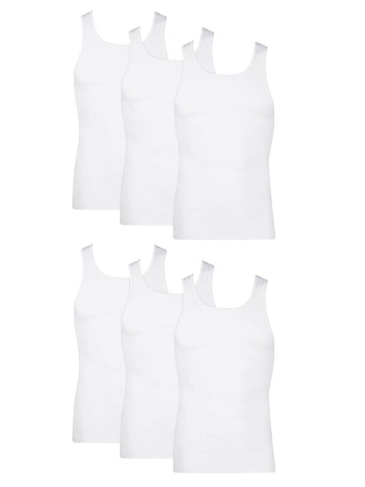 Hanes Men's Pack, Moisture - Wicking Ribbed, Lightweight Cotton Tank Undershirts, White , Large, 6 Count ( Pack of 1) - The One Stop Deals