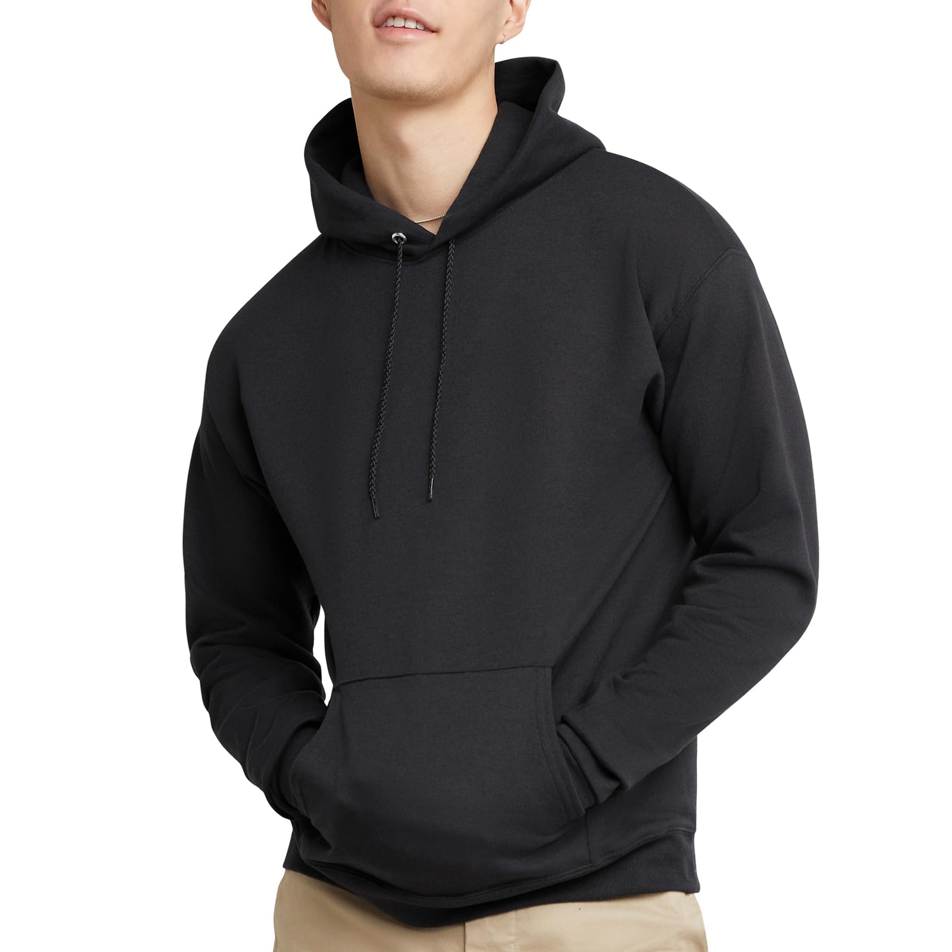 Hanes Men's Pullover EcoSmart Hooded Sweatshirt, Black, Large - The One Stop Deals