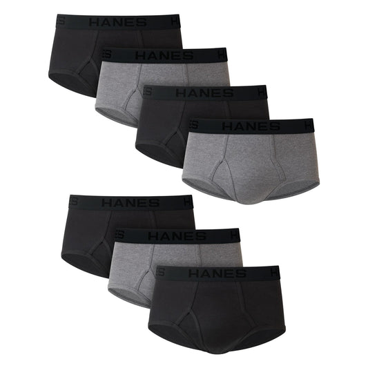 Hanes Mens Tagless Briefs, Soft Moisture Wicking Underwear, 7 - pack Briefs - underwear, Gray/Black - 7 Pack, Large US - The One Stop Deals