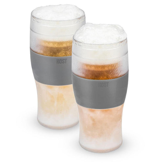 Host Freeze, Frozen Mugs, Freezable Pint Set, Beer Keep Your Drinks Cold, Double Walled Insulated Glasses, Tumbler for Iced Coffee, 16oz, Set of 2, Gray - The One Stop Deals