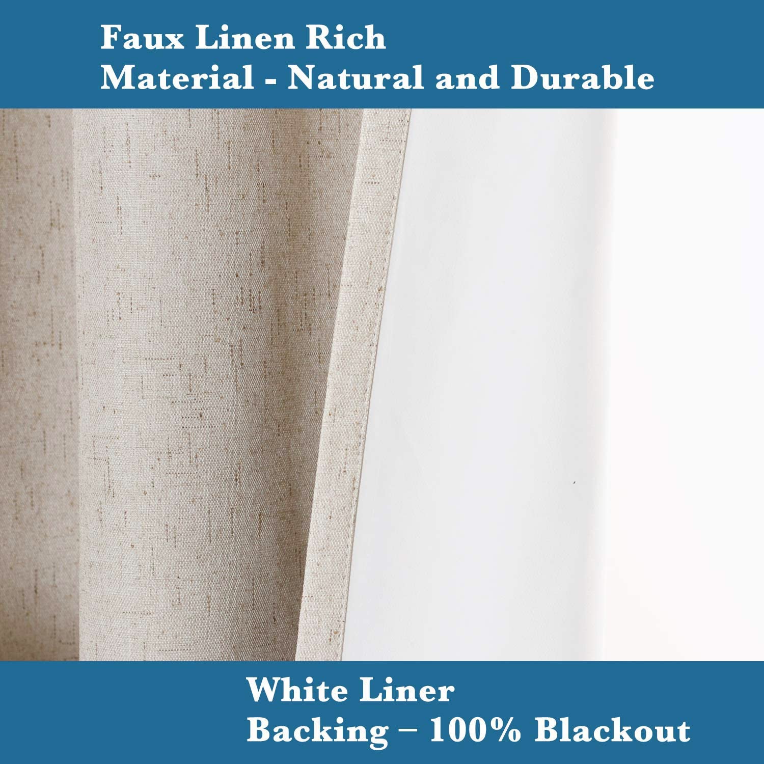 H.VERSAILTEX Linen Blackout Curtain Durable Thick Textured Linen Look 100% Blackout Patio Door Curtain Anti Rust Grommet Extra Wide Sliding Door Curtain Panel, W100 x L84 inch - Natural - The One Stop Deals