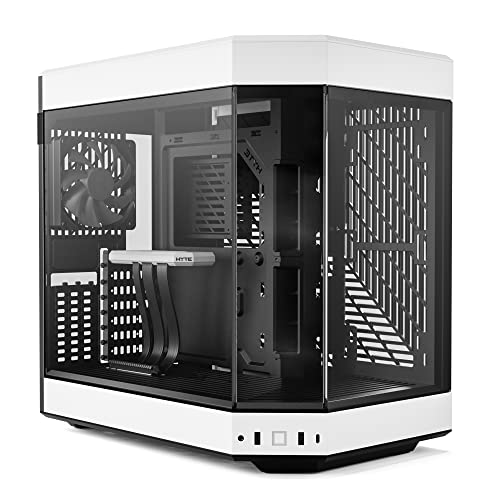 HYTE Y60 Modern Aesthetic Dual Chamber Panoramic Tempered Glass Mid - Tower ATX Computer Gaming Case with PCIE 4.0 Riser Cable Included, White (CS - HYTE - Y60 - BW) - The One Stop Deals