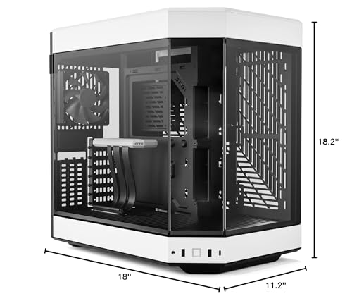 HYTE Y60 Modern Aesthetic Dual Chamber Panoramic Tempered Glass Mid - Tower ATX Computer Gaming Case with PCIE 4.0 Riser Cable Included, White (CS - HYTE - Y60 - BW) - The One Stop Deals