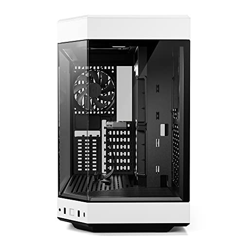 HYTE Y60 Modern Aesthetic Dual Chamber Panoramic Tempered Glass Mid - Tower ATX Computer Gaming Case with PCIE 4.0 Riser Cable Included, White (CS - HYTE - Y60 - BW) - The One Stop Deals