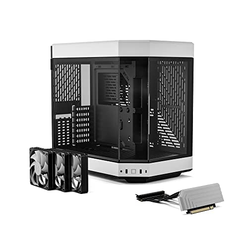 HYTE Y60 Modern Aesthetic Dual Chamber Panoramic Tempered Glass Mid - Tower ATX Computer Gaming Case with PCIE 4.0 Riser Cable Included, White (CS - HYTE - Y60 - BW) - The One Stop Deals