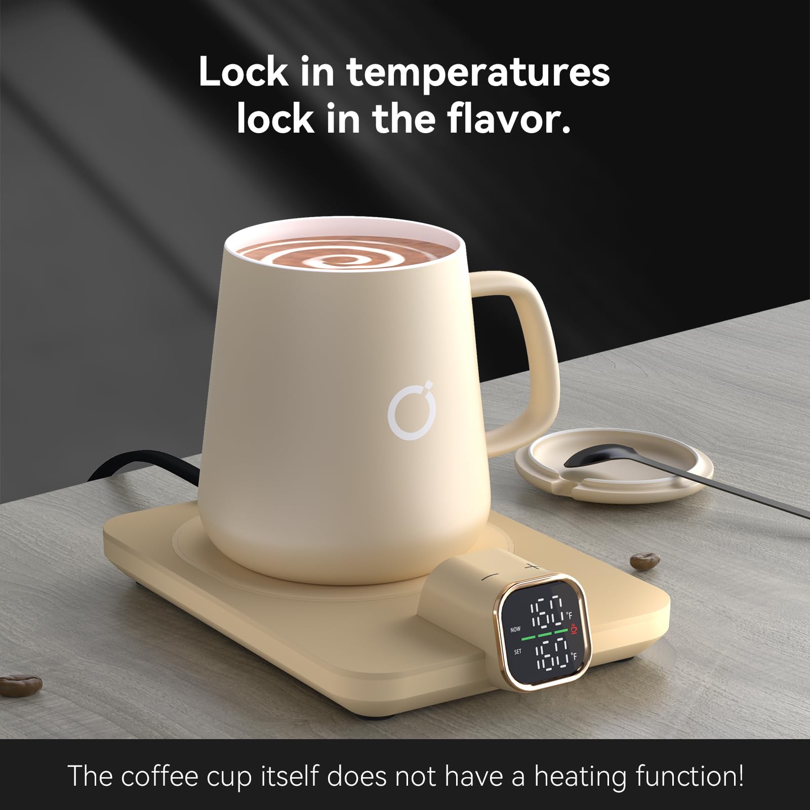 ikago Heated Coffee Mug Warmer & Mug Set - Heated Mug Warmer Plate with Auto Shut Off, 1°F Precise Temperature Control Electric Coffee Warmer for Desk, Unique Birthday Gifts for Women and Men, Beige - The One Stop Deals