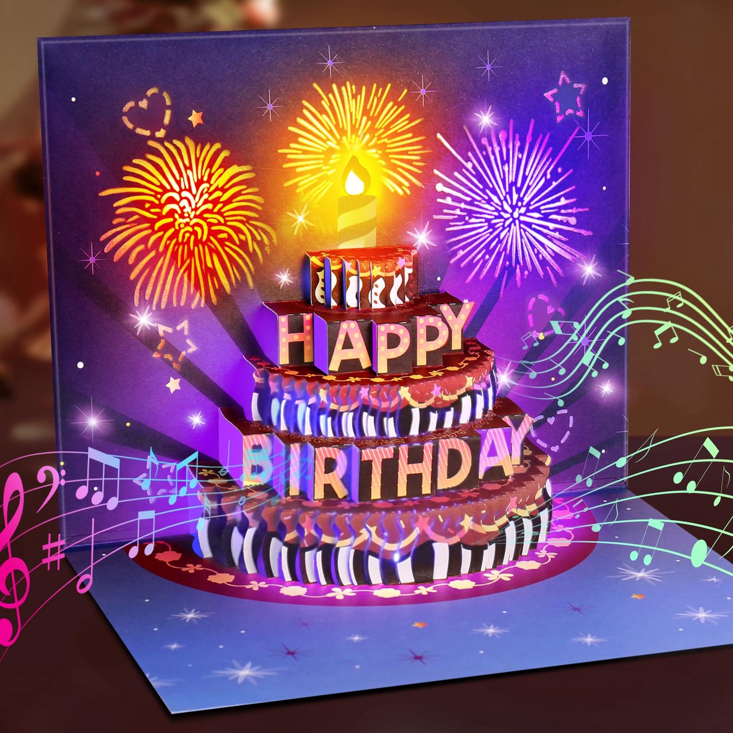 INPHER Birthday Cards Fireworks Pop Up Cake Light and Music Happy Birthday Gifts for Women, Men, Mom, Grandma - The One Stop Deals