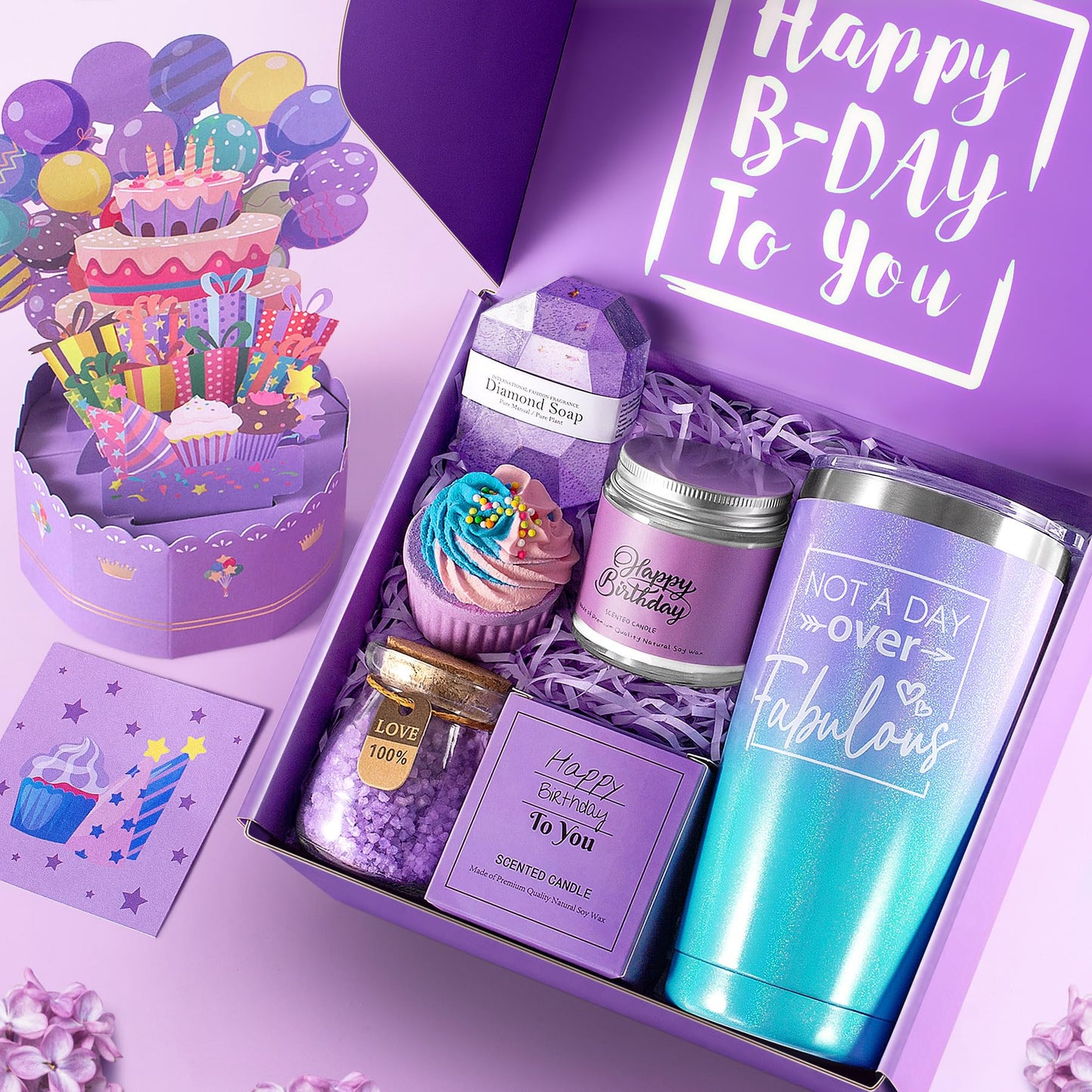 ITABLETAS Birthday Gifts for Women, Happy Birthday Bath Set Gift Basket, Unique Spa Gift Idea for Mom, Sister, Bestie, Her, Wife, Female Friends, 30th, 50th, 60th, Gifts for Women Who Have Everything - The One Stop Deals