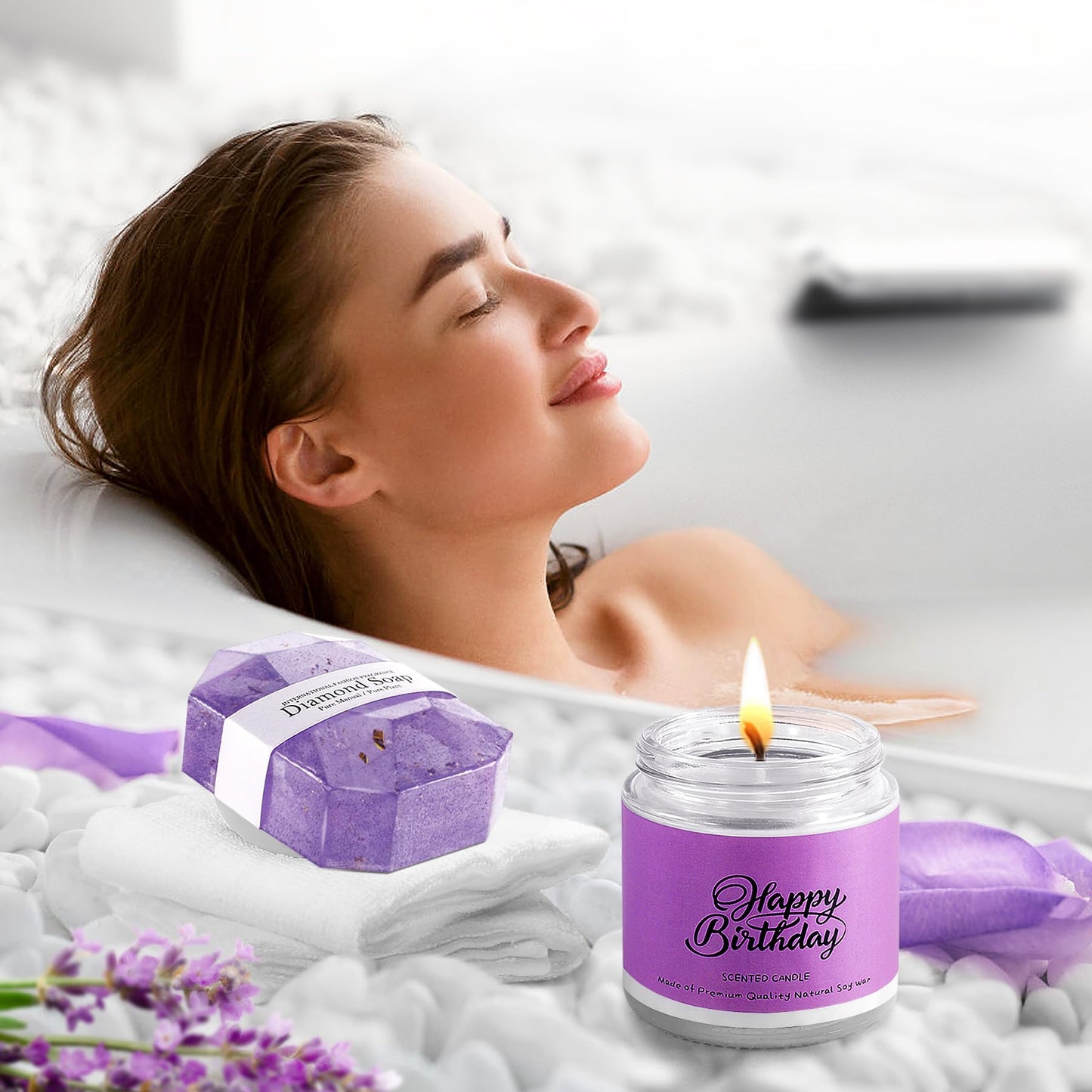 ITABLETAS Birthday Gifts for Women, Happy Birthday Bath Set Gift Basket, Unique Spa Gift Idea for Mom, Sister, Bestie, Her, Wife, Female Friends, 30th, 50th, 60th, Gifts for Women Who Have Everything - The One Stop Deals