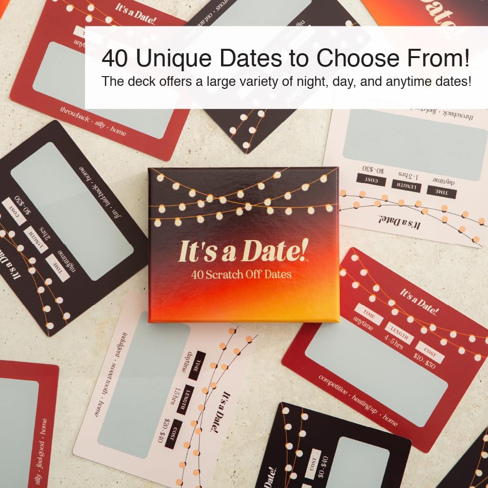 It's a Date!, 40 Fun and Romantic Scratch Off Date Ideas for Him, Her, Girlfriend, Boyfriend, Wife, or Husband - Perfect for Couples Gift for Valentine's Day, Anniversaries, and Birthdays - The One Stop Deals