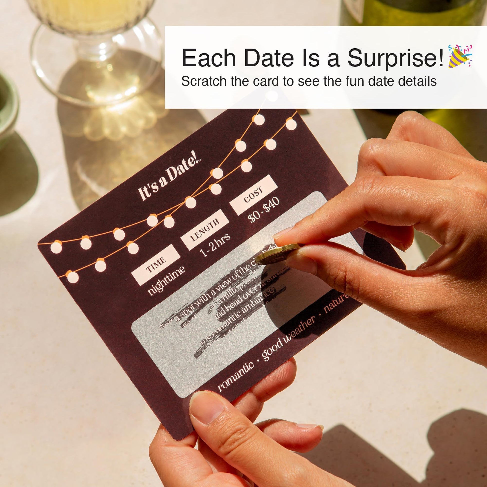 It's a Date!, 40 Fun and Romantic Scratch Off Date Ideas for Him, Her, Girlfriend, Boyfriend, Wife, or Husband - Perfect for Couples Gift for Valentine's Day, Anniversaries, and Birthdays - The One Stop Deals