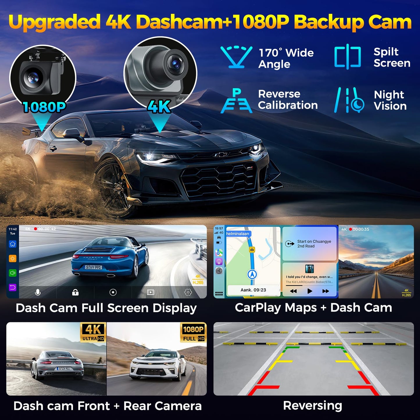 JATAZA 10.26" Wireless Apple CarPlay Android Auto Screen - 4K Dash Cam, GPS Navigation, HD Touchscreen, AirPlay, 1080P Backup Camera, Car Stereo - The One Stop Deals