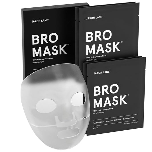 JAXON LANE BRO MASK: Korean Face Mask for Men | 2 Pc. Hydrating Anti Aging Sheet Masks Contains Vitamin C, Vitamin E, Hyaluronic Acid, Hydrolyzed Collagen for Face Care & Acne Treatment (4 Pack) - The One Stop Deals