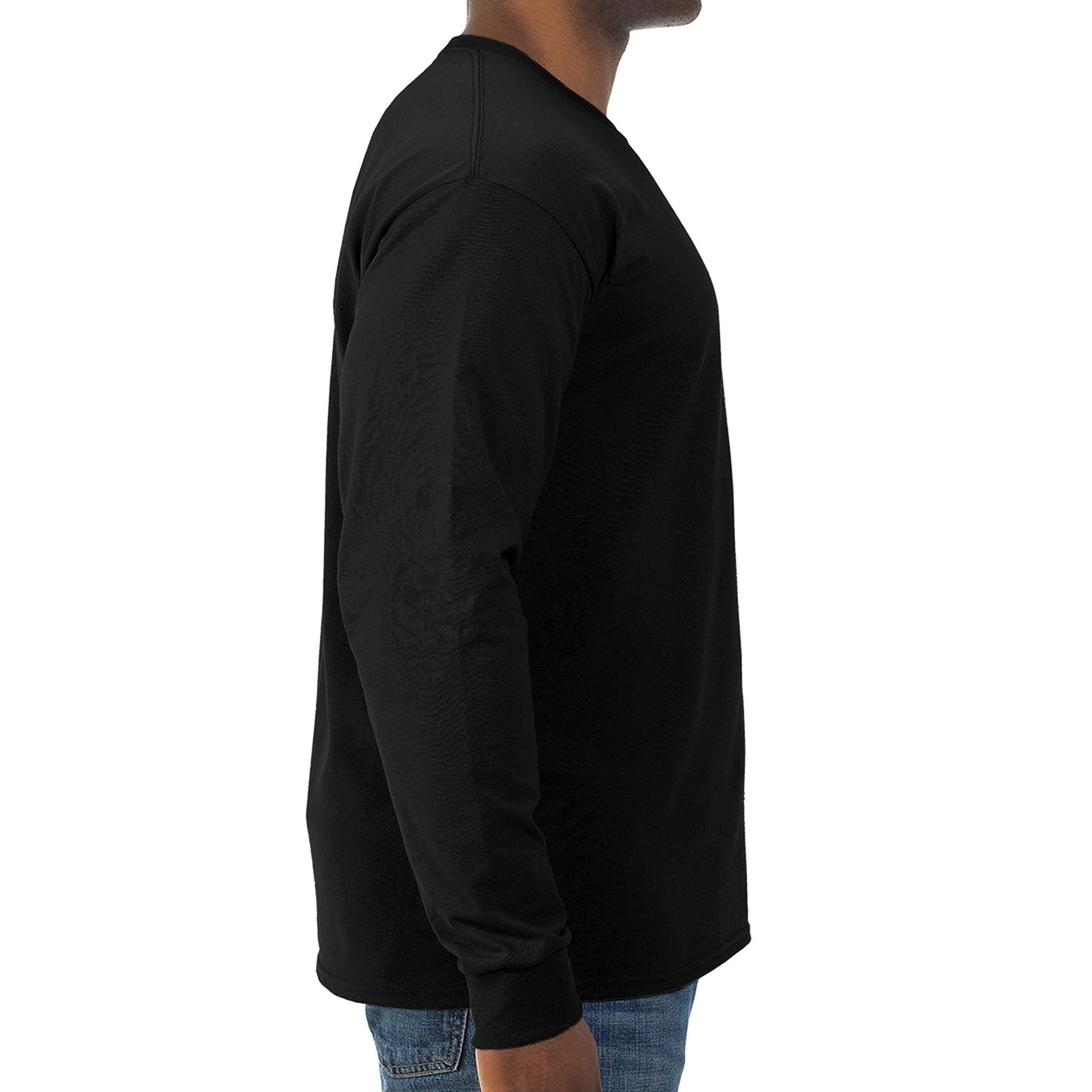 Jerzees Men's Dri - Power Cotton Blend Long Sleeve Tees, Moisture Wicking, Odor Protection, UPF 30+, Sizes S - 3X, Black, Large - The One Stop Deals