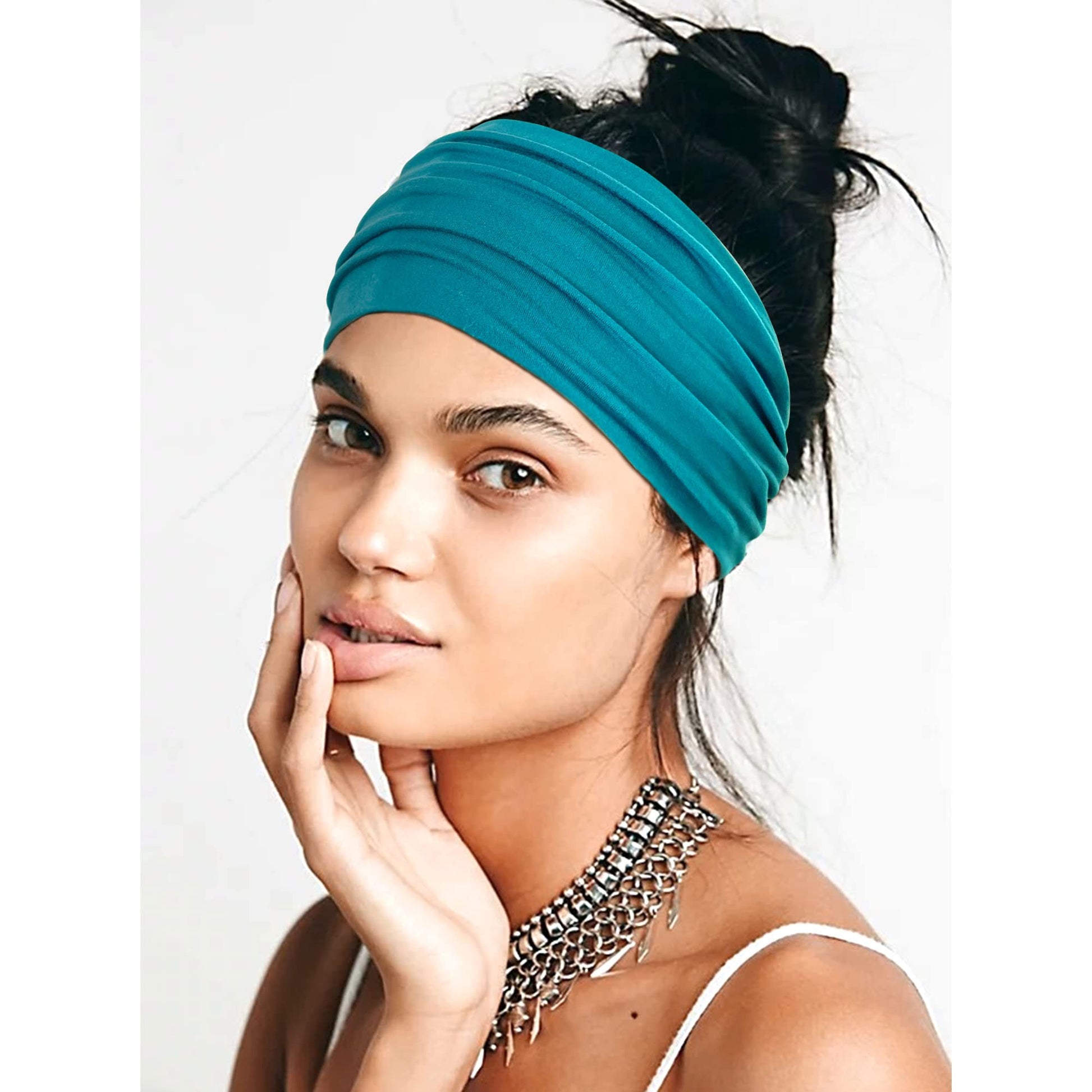 Jesries 10 PCS Women Headbands African Wide Hair Wrap Extra Turban Head Bands for Lady Large Sport Workout Stretch Non - slip Big Hair Bands - The One Stop Deals