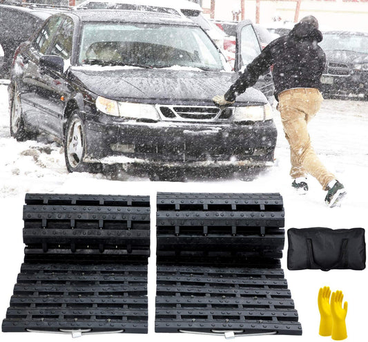 JOJOMARK Tire Traction Mat, Recovery Track Portable Emergency Devices for Pickups Snow, Ice, Mud, and Sand Used to Cars, Trucks, Van or Fleet Vehicle (2pcs*39in) - The One Stop Deals